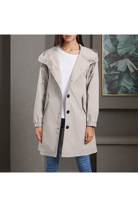 Women's Long Waterproof Windproof Breathable Raincoat Jacket with Hood Shell for Outdoor Hiking Climbing Traveling Active Windbreaker Breathable Hooded Rain Coat S-5XL