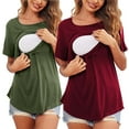 thumbnail image 1 of Herrnalise Women's Maternity Nursing Tops 2 Packs Short Sleeve Double Layer Breastfeeding Tee Shirts, 1 of 9