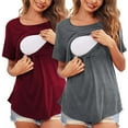 thumbnail image 1 of Herrnalise Women's Maternity Nursing Tops 2 Packs Short Sleeve Double Layer Breastfeeding Tee Shirts, 1 of 9