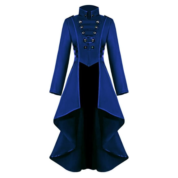 Herrnalise Women's Medieval Dress Tuxedo Lapel Irregular Hem Vintage Long Top