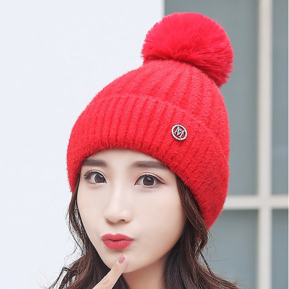 Herrnalise Women's New Autumn And Winter Cute Wool Ball Warm Woolen Hat