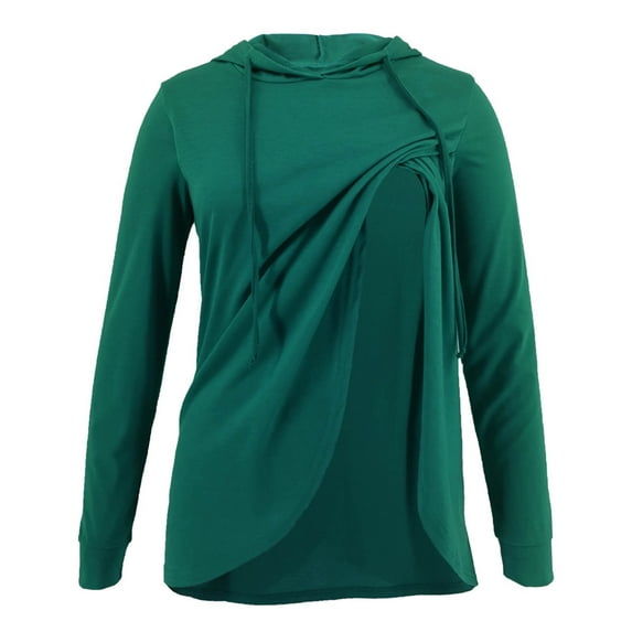 SDJMa Women's Nursing Tops for Breastfeeding Ladies Fashion Solid Color Print Short Sleeve Breastfeeding Clothe Top Casual Hoodie