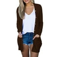 thumbnail image 1 of Herrnalise Women's Oversized Long Batwing Sleeve Cardigan Waffle Knit Sweater Coat Solid Color Button Down Jacket Brown,L, 1 of 6