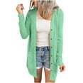 thumbnail image 1 of Herrnalise Women's Oversized Long Batwing Sleeve Cardigan Waffle Knit Sweater Coat Solid Color Button Down Jacket Green,XL, 1 of 7