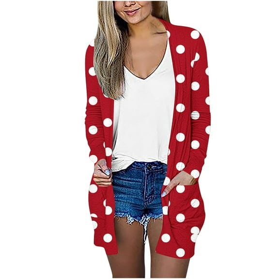 Herrnalise Women's Oversized Long Batwing Sleeve Cardigan Waffle Knit Sweater Coat Solid Color Button Down Jacket Red,L