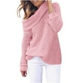 thumbnail image 1 of Herrnalise Women's Oversized Long Turtleneck Tunic Batwing Sleeve Pullover Long Knit Sweater Pink,2XL, 1 of 6