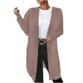 thumbnail image 1 of Herrnalise Women's Oversized Slouchy Knit Chunky Open Front Sweater Coat with Pockets Solid Color Overcoat Khaki,XXL, 1 of 5