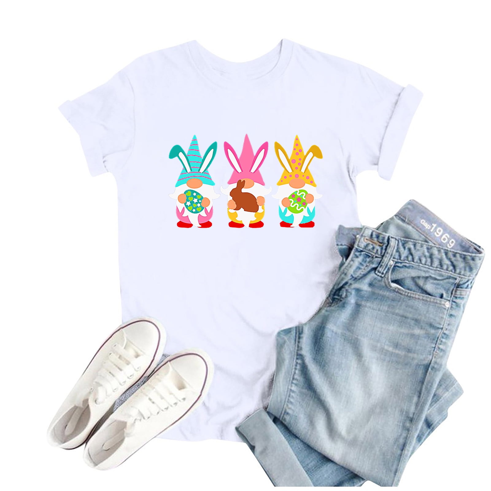 SDJMa Women's Print T Shirts Women Printed Plus Size O-Neck T-Shirts ...