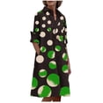 thumbnail image 1 of Herrnalise Women's Printed Simple Midi Dresses Sleeve Dresses Long Sleeve V-Neck Knee Dresses S-3XL, 1 of 6