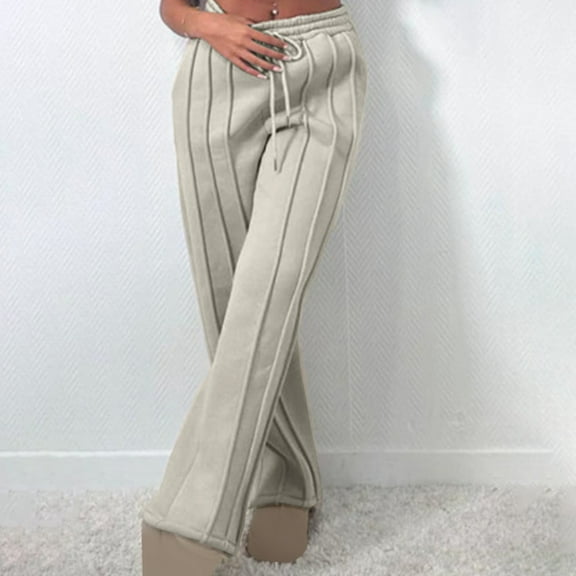 Herrnalise Women's Ribbed Pants for Women Elastic High Waist Wide Leg Knit Pants Gear up for greatness for less