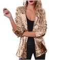 thumbnail image 1 of Herrnalise Women's Sequin Shiny Open Front Blazer Evening Party Sparkly Long Sleeve Slim Cardigan Coat Gold,XXXL, 1 of 7