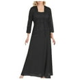 thumbnail image 1 of Herrnalise Women's Solid Color Cardigan Chiffon Lace 2 Piece Dress S-5XL, 1 of 8