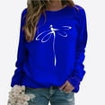thumbnail image 1 of Herrnalise Women's Solid Long Sleeve Sweatshirt Crewneck Dragonfly Print Pullover Tops Tunic Tops OverSize, 1 of 8
