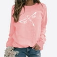 thumbnail image 1 of Herrnalise Women's Solid Long Sleeve Sweatshirt Crewneck Dragonfly Print Pullover Tops Tunic Tops OverSize, 1 of 8