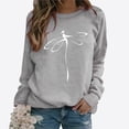 thumbnail image 1 of Herrnalise Women's Solid Long Sleeve Sweatshirt Crewneck Dragonfly Print Pullover Tops Tunic Tops OverSize, 1 of 8