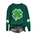 thumbnail image 1 of Herrnalise Women's St. Patrick's Day Clover Printed Tops Irish Shamrock Sweatshirt Long Sleeve Slouchy Pullover Tops Gear up for greatness for less, 1 of 3