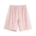 thumbnail image 1 of Herrnalise Women's Striped Elastic Waist Shorts Slant Pocket Casual Summer Shorts Comfortable And Breathable Home Short Sleepwear, 1 of 1