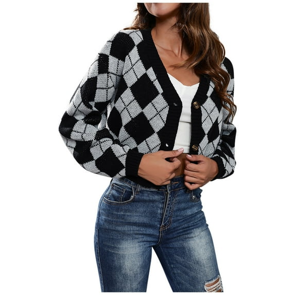 Herrnalise Women's Summer Sweater Cardigans For Women Cover Up Lightweight Casual Rhombic Lattice Blouses Knit Open Front Short Sweater Cardigan Sweaters for Women Lightweight M