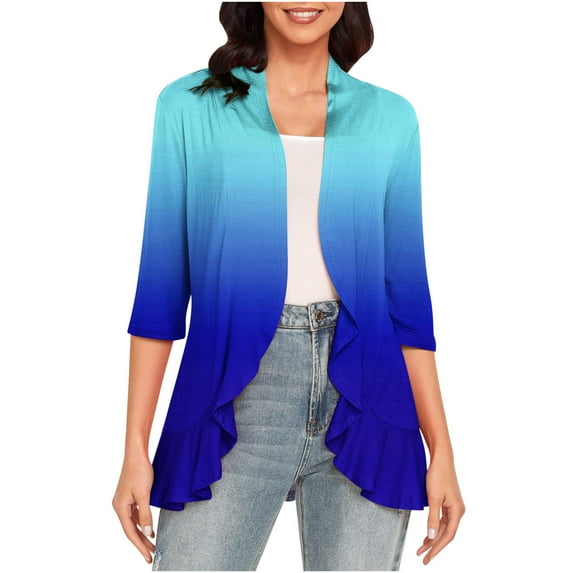 Herrnalise Women's Summer Sweater Women's 3/4 Sleeve Fashion Casual Comfortable Printing Cardigan Blouse Cardigan Sweaters for Women Lightweight M