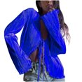 thumbnail image 1 of Herrnalise Women's Summer Sweater Women's Fashion Sexy Color Cardigan Lace Up Flare Sleeve Shirt Cardigan Cardigan Sweaters for Women Lightweight S, 1 of 4