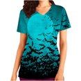 thumbnail image 1 of Herrnalise Women's V Neck Halloween T Shirts Short Sleeve Summer Casual Loose Dolman Tops with Side Shirring Raglan Rolled Sleeve Loose Tunic Tops S-2XL, 1 of 5