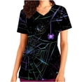 thumbnail image 1 of Holloyiver Women's V Neck Halloween T Shirts Short Sleeve Summer Casual Loose Dolman Tops with Side Shirring Raglan Rolled Sleeve Loose Tunic Tops S-2XL, 1 of 5