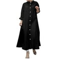 thumbnail image 1 of Holloyiver Women's V-neck Button Dress Loose bell Long Sleeve Solid Color Long Dresses S-2XL, 1 of 6