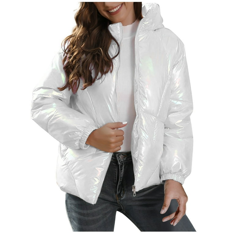 White cropped bubble coat cheap