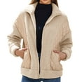 thumbnail image 1 of Herrnalise Women's Zip Up Fleece Jacket, Long Sleeve Warm Soft Polar Lightweight Coat with Pockets for Winter Beige,M, 1 of 9