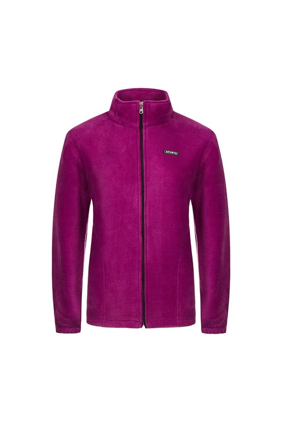 Women's Zip Up Fleece Jacket, Long Sleeve Warm Soft Polar Lightweight Coat with Pockets for Winter Purple,XXXL