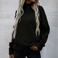 thumbnail image 1 of Herrnalise Womens 2024 Turtleneck Sweaters Cable Knit Long Sleeve Pullover Sweater Jumper Black,M, 1 of 1