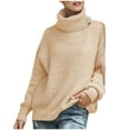 thumbnail image 1 of Herrnalise Womens 2024 Turtleneck Sweaters Cable Knit Long Sleeve Pullover Sweater Jumper Khaki,XL, 1 of 1
