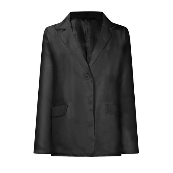 Herrnalise Womens Casual Blazers Open Front Long Sleeve Work Office Jackets Blazer Solid Lapel Collar Single breasted Coat Black,S