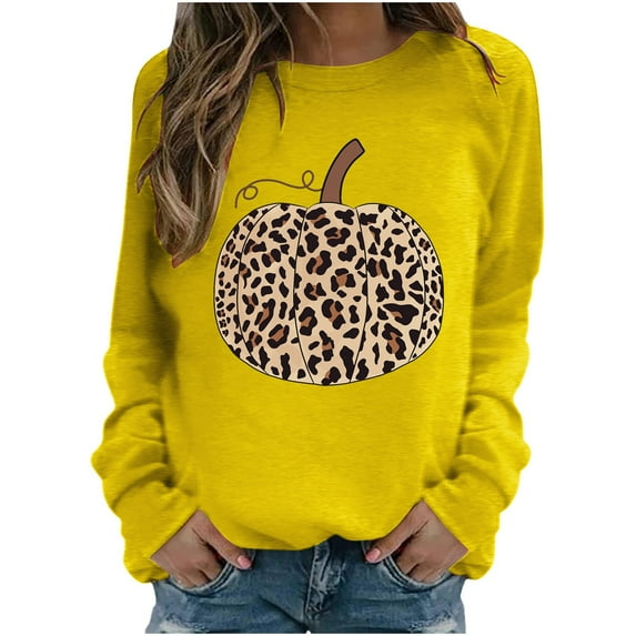 Herrnalise Womens Fashion Womens Sweatshirt Fashion Women's Casual Long Sleeve Round Neck Printed Ladies Sweatshirt Tops Blouse Fall clothes for Womens L
