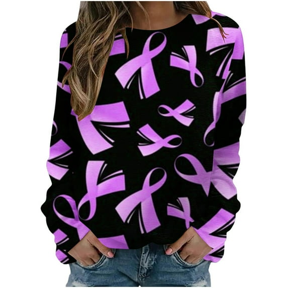 Herrnalise Womens Fashion Womens Sweatshirt Fashion Women's Casual Long Sleeve Round Neck Printed Ladies Sweatshirt Tops Blouse Fall clothes for Womens L
