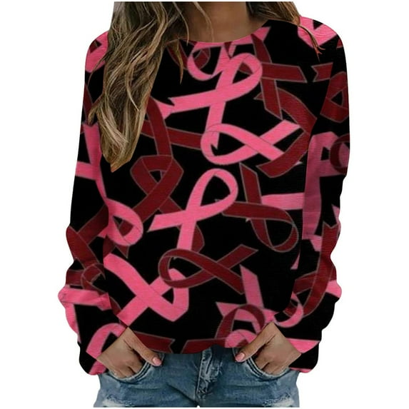 Holloyiver Womens Fashion Womens Sweatshirt Fashion Women's Casual Long Sleeve Round Neck Printed Ladies Sweatshirt Tops Blouse Fall clothes for Womens L