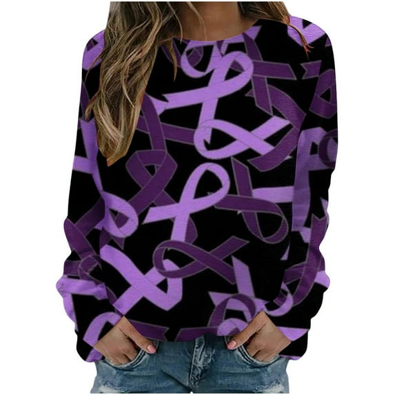 Holloyiver Womens Fashion Womens Sweatshirt Fashion Women's Casual Long Sleeve Round Neck Printed Ladies Sweatshirt Tops Blouse Fall clothes for Womens M