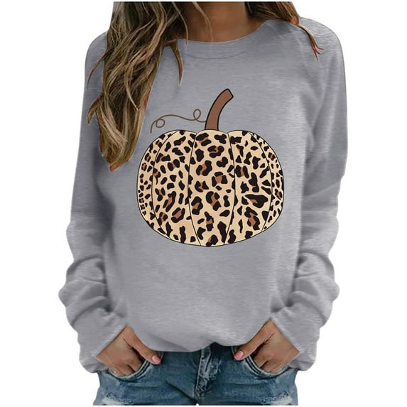 Holloyiver Womens Fashion Womens Sweatshirt Fashion Women's Casual Long Sleeve Round Neck Printed Ladies Sweatshirt Tops Blouse Fall clothes for Womens M