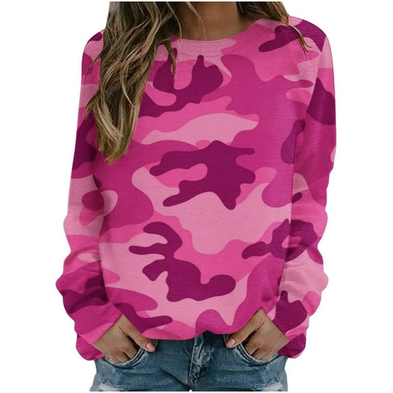 Herrnalise Womens Fashion Womens Sweatshirt Fashion Women's Casual Long Sleeve Round Neck Printed Ladies Sweatshirt Tops Blouse Fall clothes for Womens S