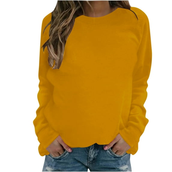 Herrnalise Womens Fashion Womens Sweatshirt Fashion Women's Casual Long Sleeve Round Neck Ladies Sweatshirt Tops Blouse Fall clothes for Womens M