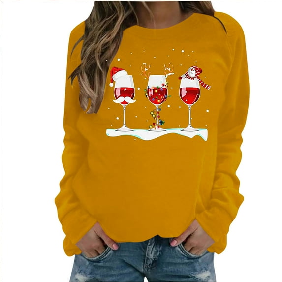Herrnalise Womens Fashion Womens Sweatshirt Fashion Women's Casual Long Sleeve Round Neck Ladies Sweatshirt Tops Blouse Fall clothes for Womens XL