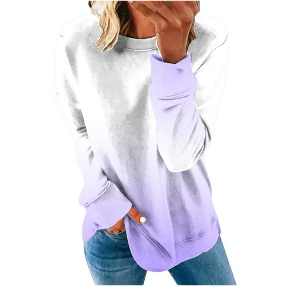 Herrnalise Womens Fashion Womens Sweatshirt Women's Casual Round Neck Long-Sleeved Fashion Printed Hoodie Hoodless Fall clothes for Womens XL