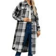 thumbnail image 1 of Herrnalise Womens Flannel Shacket Jacket Casual Plaid Wool Blend Button Down Long Sleeve Shirt Fall Clothes Outfits 2024 Gray,XXXL, 1 of 5