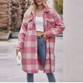 thumbnail image 1 of Herrnalise Womens Flannel Shacket Jacket Casual Plaid Wool Blend Button Down Long Sleeve Shirt Fall Clothes Outfits 2024 Red,XXL, 1 of 8