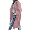 thumbnail image 1 of Herrnalise Womens Long Double Breasted Winter Coats Classic Oversized Wool Blend Pea Coat Trench Coat Jackets With Pockets Pink,XL, 1 of 5