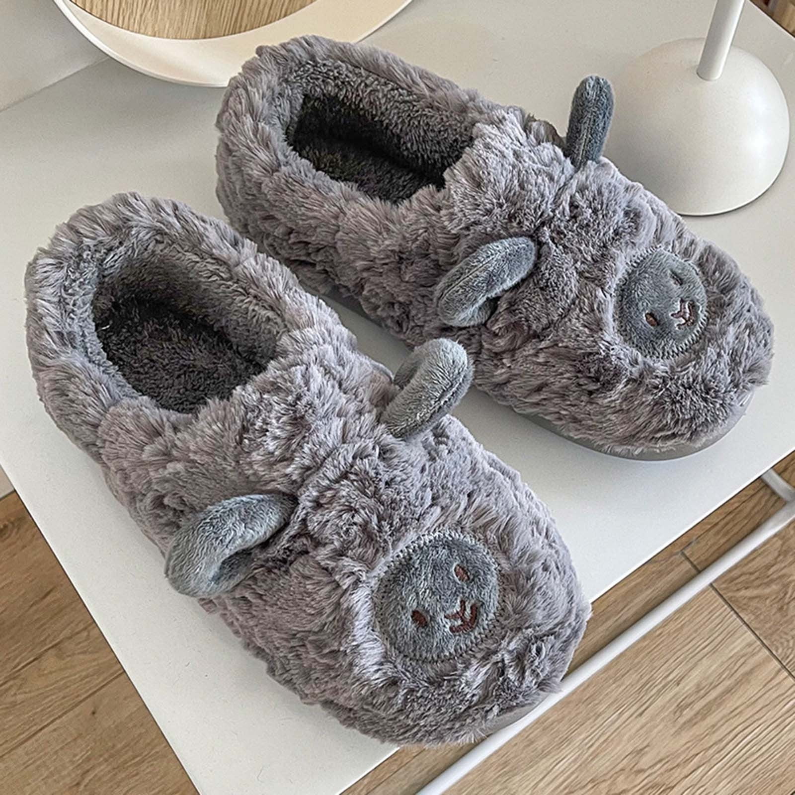 Herrnalise Womens Mens Mules Plush Warm Slippers,Cartoon Lamb Home  Shoes,Autumn And Winter Indoor Cotton Slipper Shoes on Clearance Women 