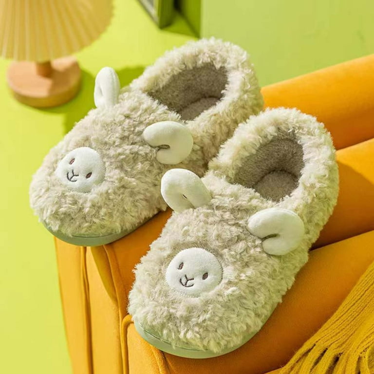 Herrnalise Womens Mens Mules Plush Warm Slippers,Cartoon Lamb Home  Shoes,Autumn And Winter Indoor Cotton Slipper Women Shoes Fashion 