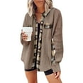 thumbnail image 1 of Herrnalise Womens Shackets Waffle Knit Casual Jackets Button Down Flannel Shirts Trendy Tops Fall Clothes 2024 Fashion Outfits Khaki,L, 1 of 4