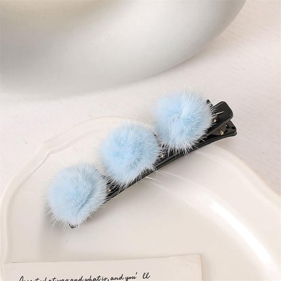 HerrnaliseHair Clips with Pompom, PlushHairpin Simple Side Clip Bangs Clip,HandmadeHair Barrettes, Pom Fur Clips Cute Pom PomHair Barrettes Colorful Fluffy Ball Fur Barrettes