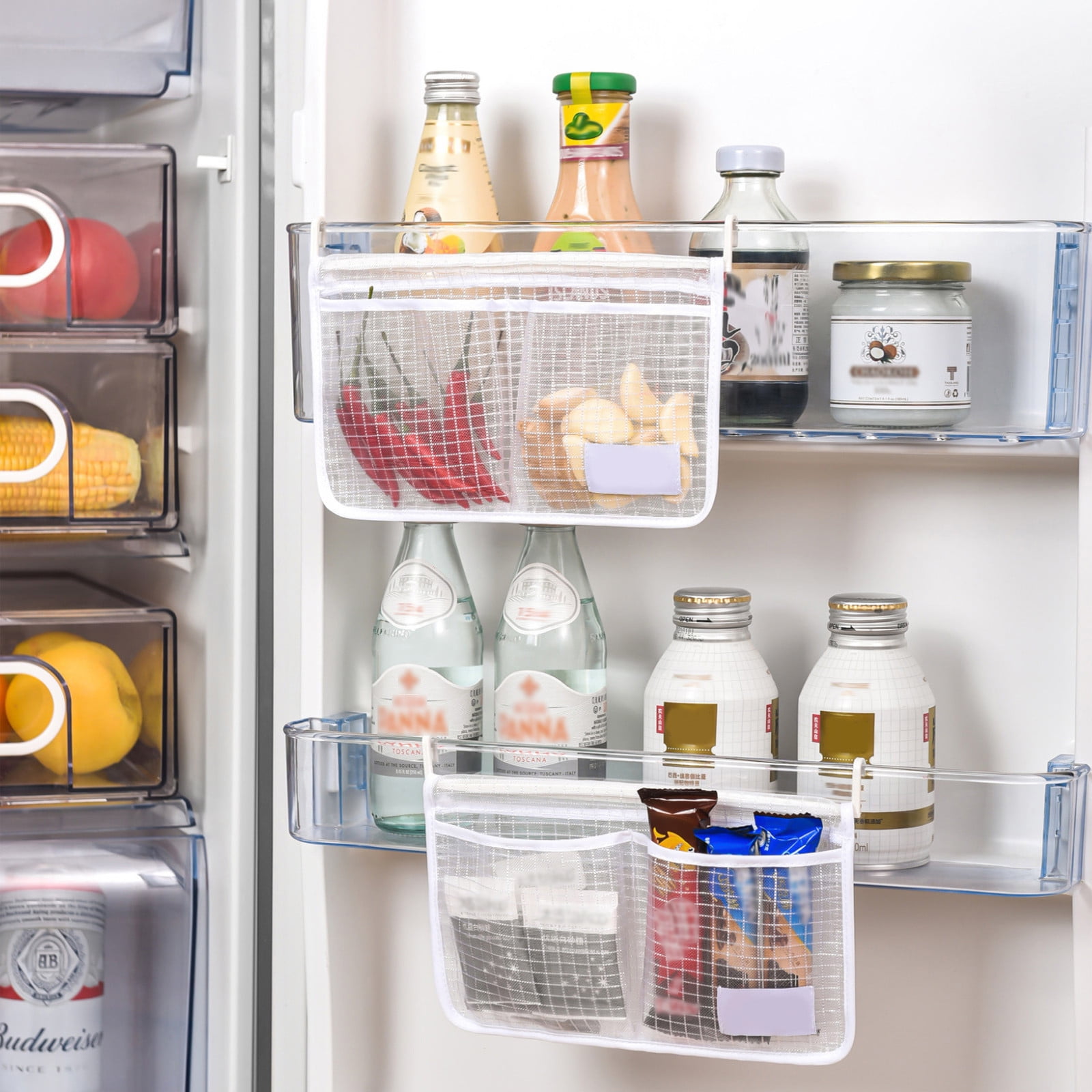 QIENGO 3 Packs Refrigerator Door Organizer Kitchen Storage Bag Home Small  Objects Classification Hanging Mesh Pocket Organization Accessories